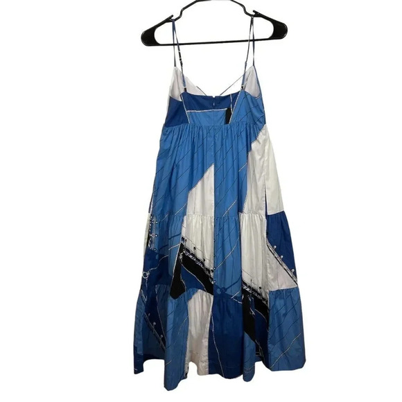 J. Crew Tie Front Cotton Poplin Midi Ratti Regatta Print Dress size 0 - Picture 5 of 13